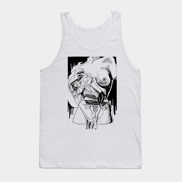 Sliced Flamingo White Tank Top by BlackBrain